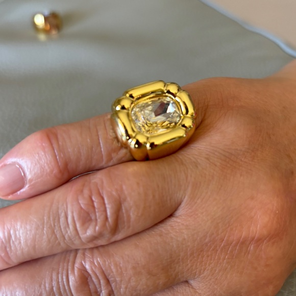 DULCIS COCKTAIL Statement Rectangle Gold RING, Size 7 - Picture 12 of 15